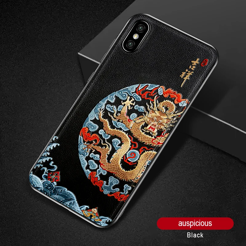 CENMASO для IPhone XR, чехол для IPhone 7, 8 Plus, X, XS Max, китайский дизайн, ультра тонкий мягкий кожаный чехол для IPhone 7, 8, чехол - Цвет: Black