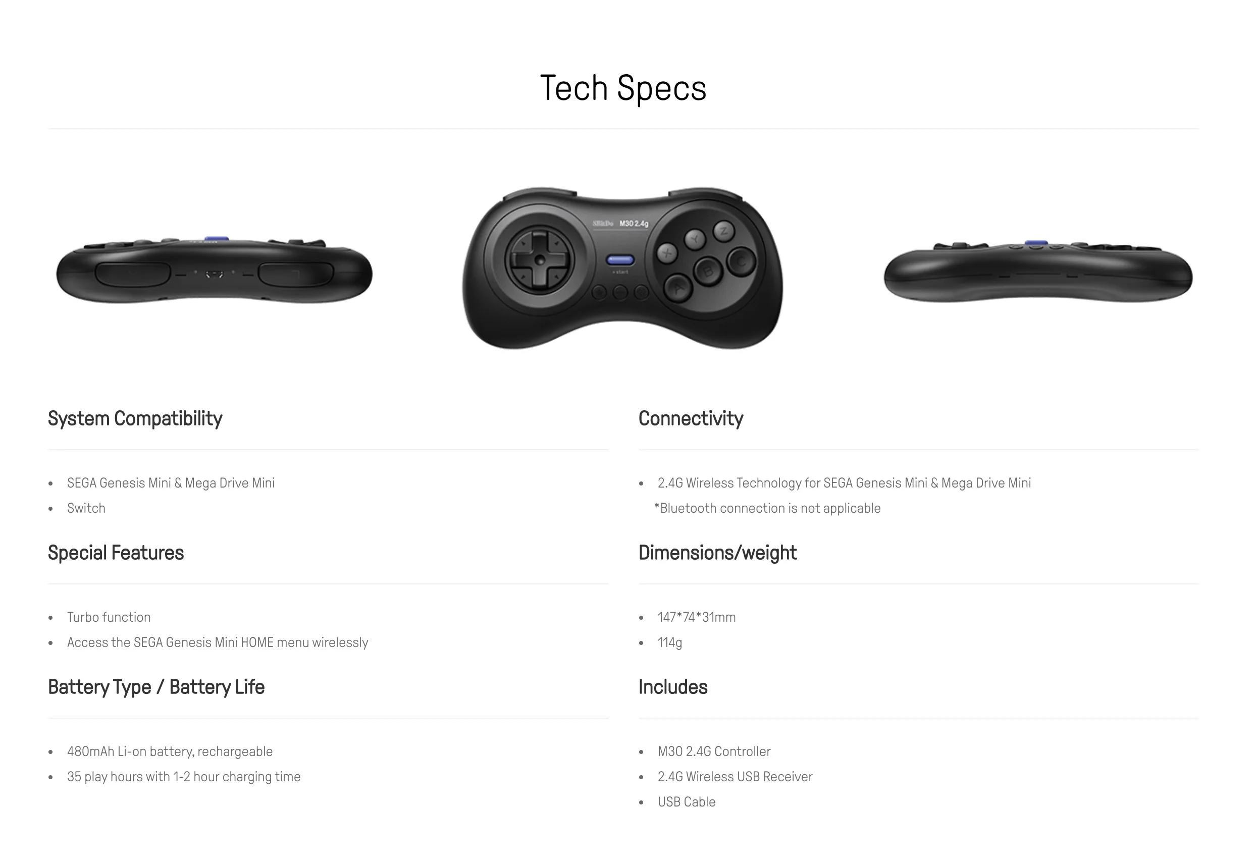 ٵ ġ  е,  ׽ý ̴, ް ̺ ̴  ׽ý, 8Bitdo M30, 2.4G