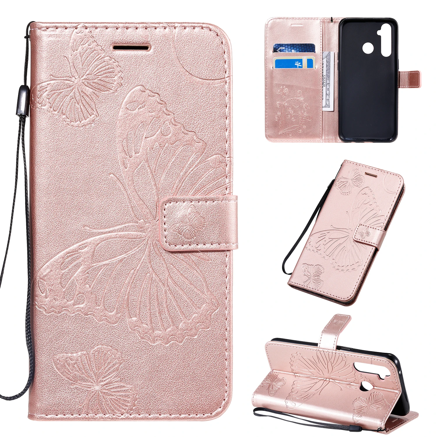 Для OPPO A1K Realme C2 чехол из тисненой кожи с бабочкой для 3 5 Pro флип кошелек Real me сумка