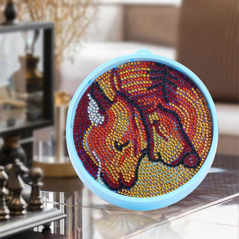 

Round DIY Lion Diamond Painting Light DIY Embroidery Lamp Full Special Drill LED Lamp Round Shinny Beads