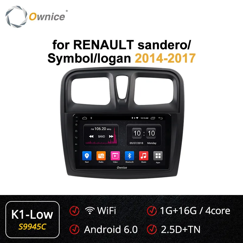 Ownice DSP 4G 64G Автомобильный dvd-плеер Android9.0 gps Авторадио K3 K5 K6 для Duster/Captur/Lada/Xray 2/Logan 2/Dacia/Sandero Автомагнитола - Цвет: S9945 K1 LOW