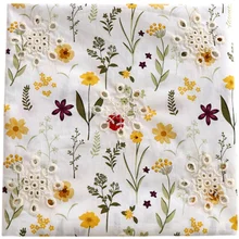 High Quality Pure Cotton Printing Hollow Embroidery Fabric For Dress Shirt Clothing Home Decoration Handmade Diy Material