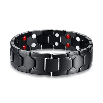 

JHSL High Quality Black Men 316L Stainless Steel Healthy Magnetic Stone Bracelets Bangles