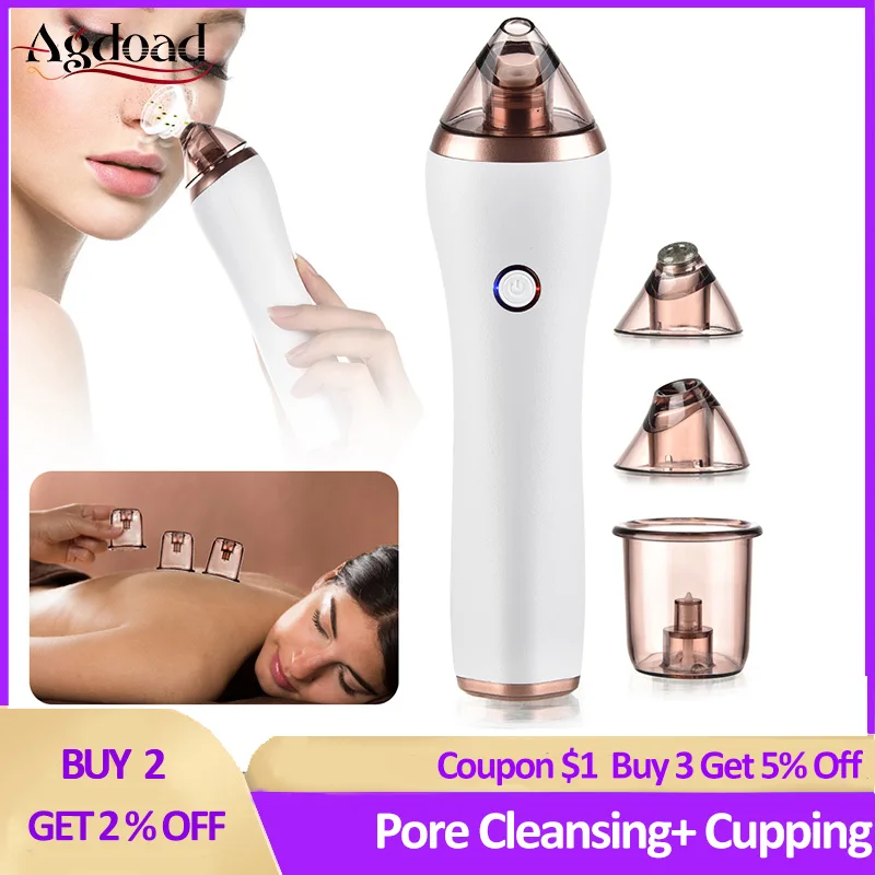 

Electric Blackhead Remover Machine Facial Pore Vacuum Cleaner Acne Pimple Suction Extractor 4 in 1 Body Gua Sha Cupping Massage