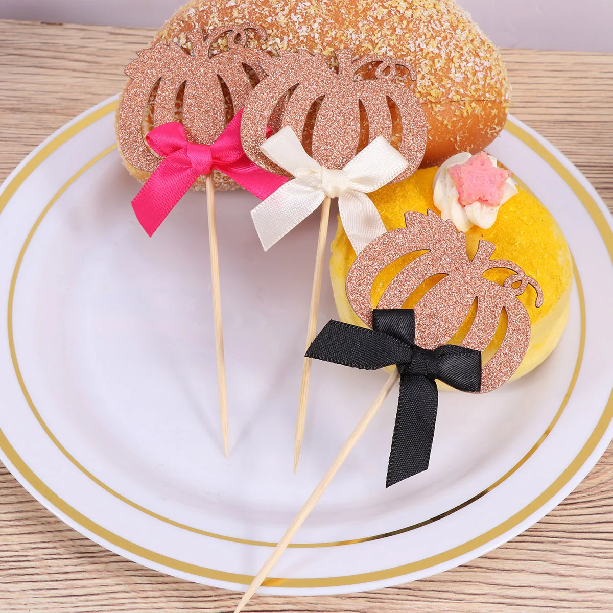 12 шт. палочки для торта кекс Toppers с бантом Тыква блеск вечерние вставки выбор украшения торта Хэллоуин дети день рождения