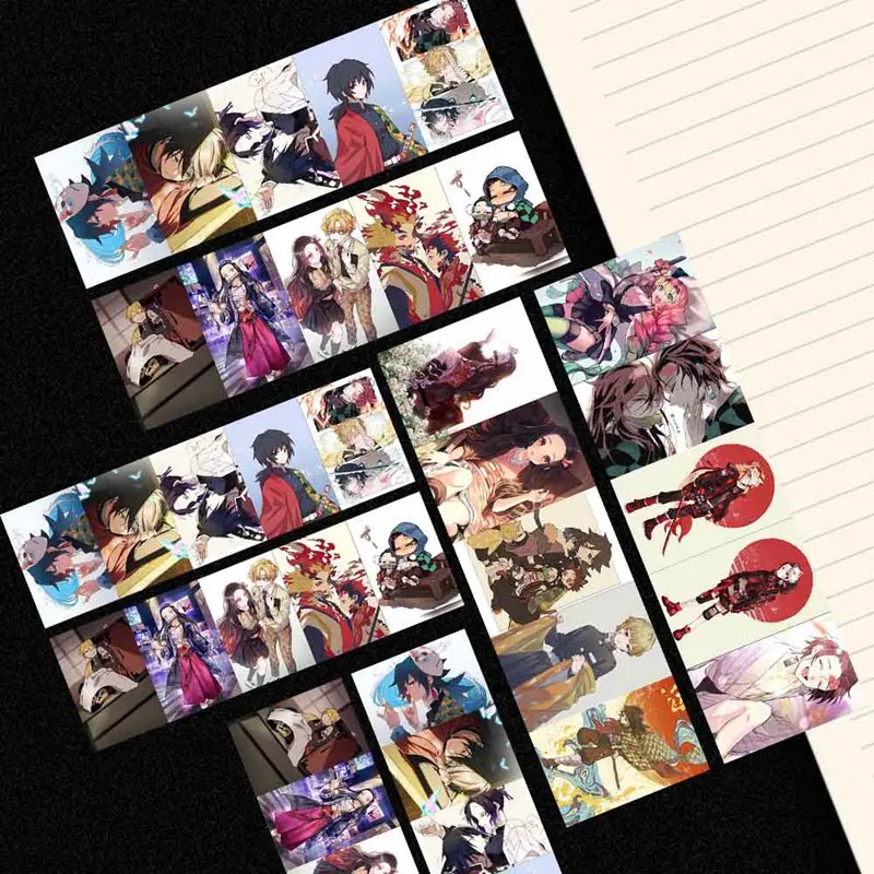 Наклейка для карт Kimetsu No Yaiba аниме, набор для самостоятельной сборки, водонепроницаемая, скраб для карт, Классическая наклейка s 10 шт./партия