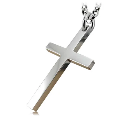 

925 Sterling Silver 4mm 45.5*28.7mm Cross Fashion Pendant Men Women High Polish Trendy Gift Christian Jewelry