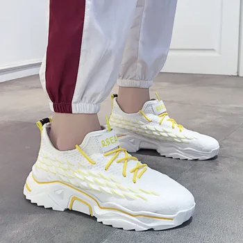 

Summer Breathable Men's Shoes Trend Men's Casual Sports Shoes White Mesh New Board Shoes Sweat-Absorbant Off White Black Shoes