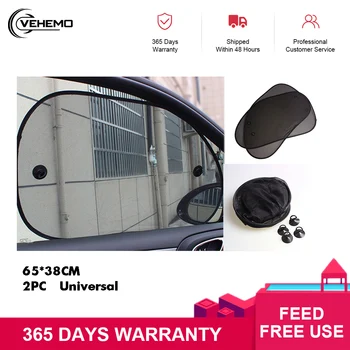 

VEHEMO 2Pcs Car Side Window Cover Sunshade Curtain UV Protection Shield Sun Shade Mesh Solar Mosquito Dust Car Accessories
