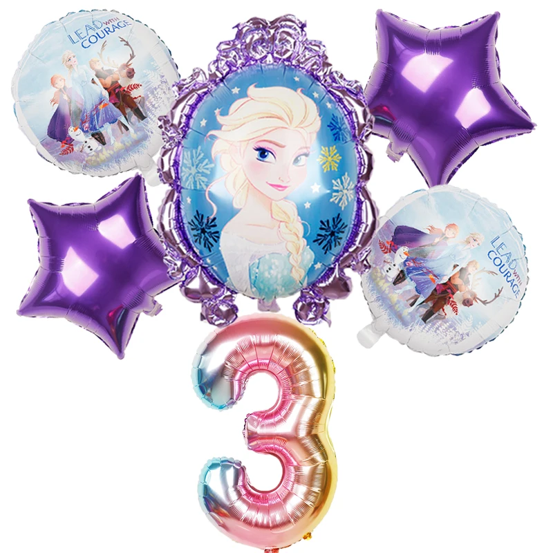 1set 6 шт elsa disney принцессы из мультфильма “Холодное сердце” воздушные шары с гелием 32 дюймов номер Baby shower из фольги globos День Рождения украшения детские игрушки - Цвет: 1set