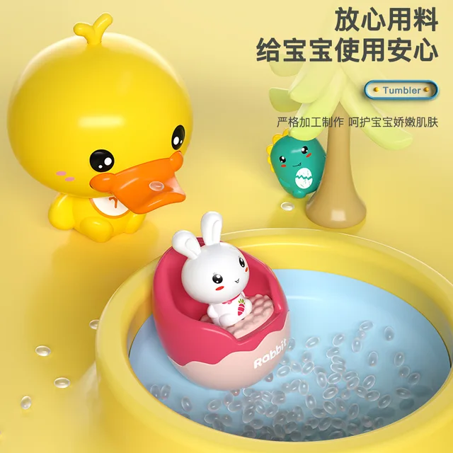 0-36Months Baby Tumbler Rattle Toy Soft Sensory Silicone Bath Toy Newborn Teether Infant Hand Bell Toys Press Squeaky Roly-Poly 4