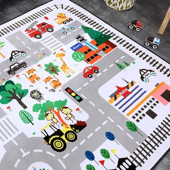 

Baby Infant Play Mat Kid Crawling Mat Cartoon Carpet Animal Printing Kids Rug Velvet Pad Non-slip Room Accessories BXX022