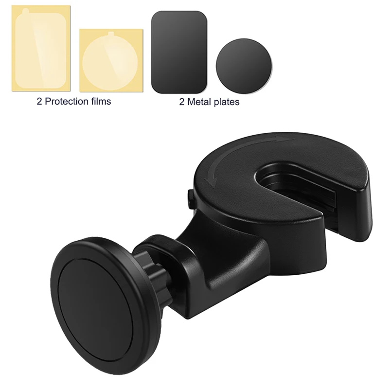 Black Round XMXCZKJ, роскошный магнитный автомобильный держатель для телефона, крючок на заднее сиденье, подголовник, универсальный для iPhone, iPad, магнитный держатель-подставка, крепление - Цвет: Black Round