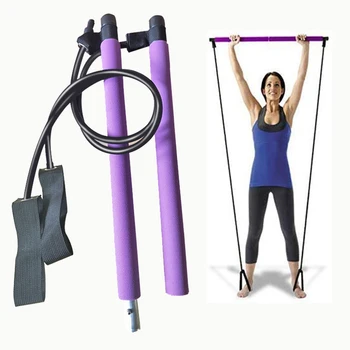 

Portable Pilates Bar Stick with Resistance Band for Gym Home Fitness Sports Exercise Body Abdominal Resistance Bands Rope Puller