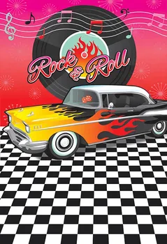 

Vinyl rock and roll music black and white wall birthday party Backdrop Photography Background For Photo Studio