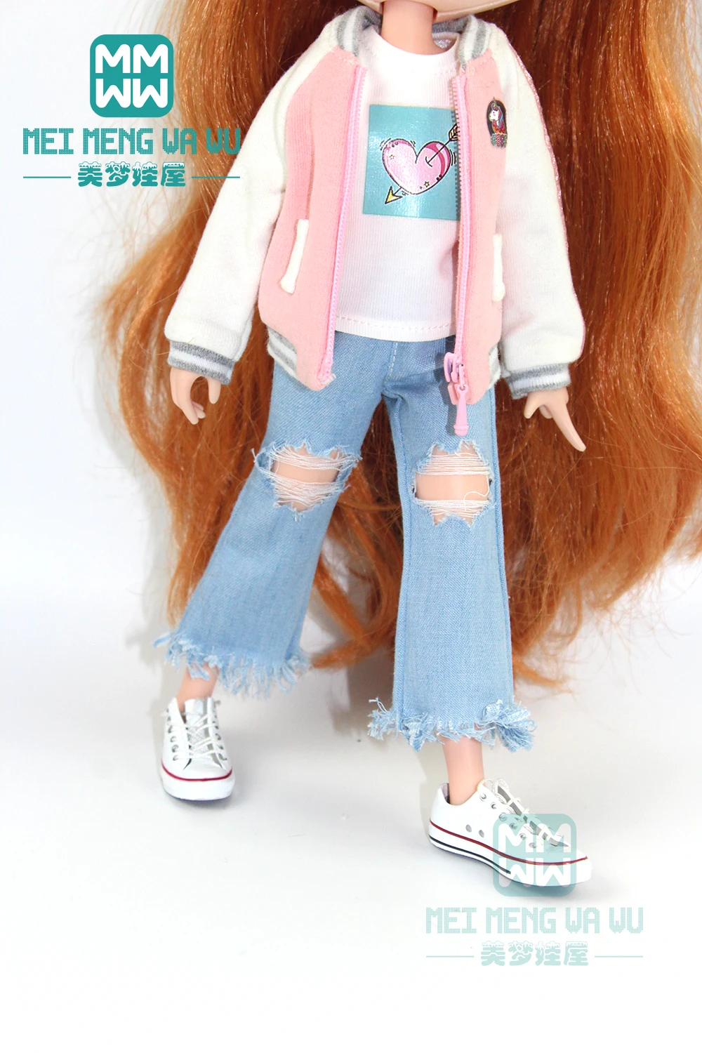 1 шт. Blyth Кукла одежда рубашка, рваные джинсы, повязка на голову, носки для 228-30 см Blyth Azone OB 1/6 аксессуары для кукол