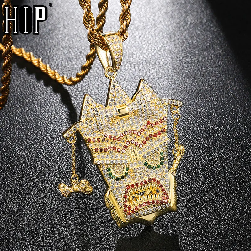 Хип хоп Bling кубический циркон UKA маска медь Блестящий Ледяной ожерелье рэпера и подвески для мужчин ювелирные изделия