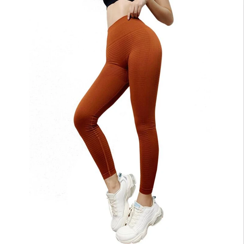 Women's Seamless Leggings Sports Fitness Minimalist Yoga Pants High Waist  Push Up Tight Ass Leggings (Color : Saddle brown, Size : Large) :  : Fashion