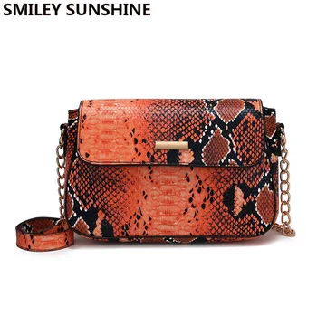 

Small Snake Print Messenger Bag Women Cell Phone Purse Crossbody Bag Vintage Chain Ladies Hand Bag Free Shipping Bags 2020