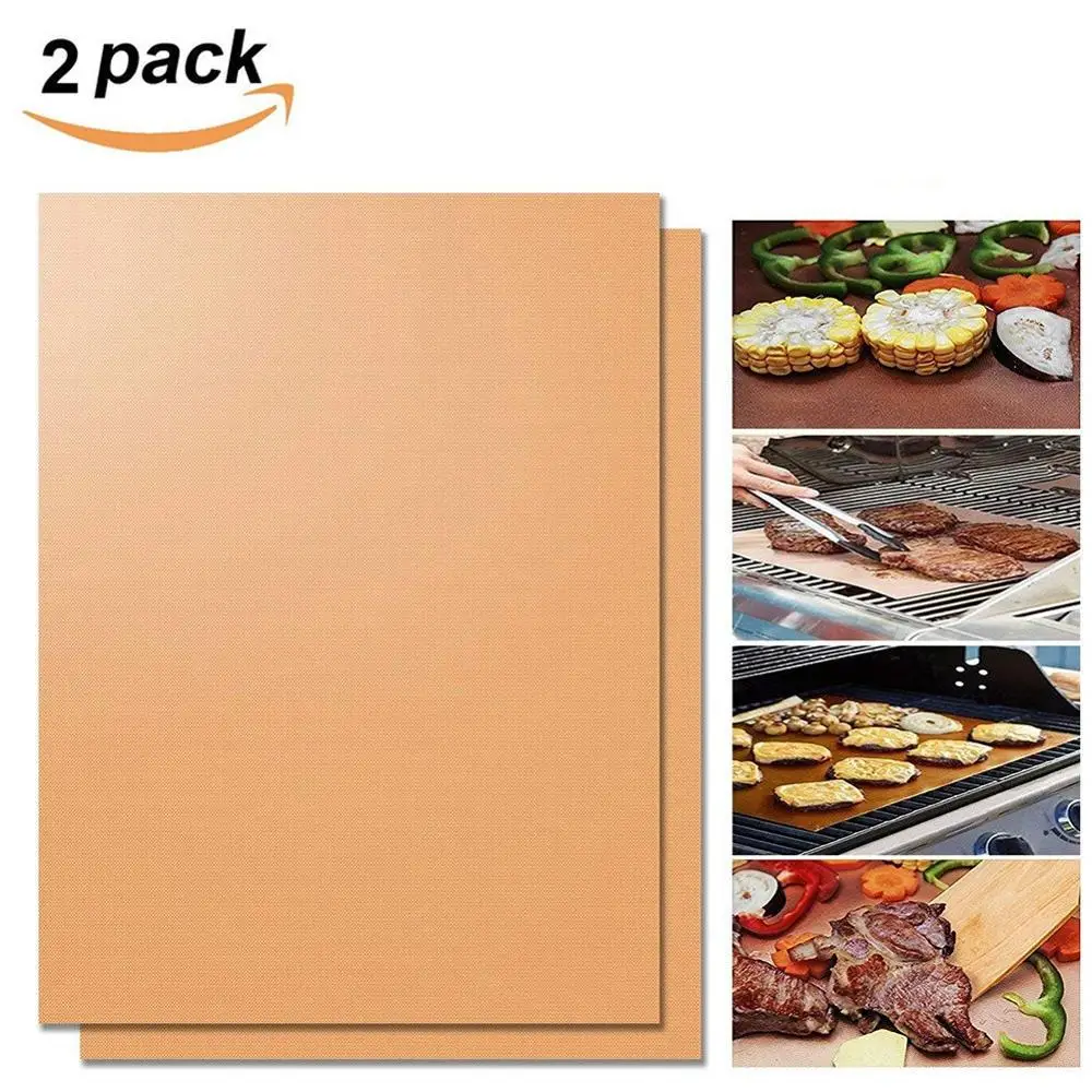 2 Pack Copper Charcoal Bbq Mesh Grill Mats Non Stick for Outdoor Gas Grills