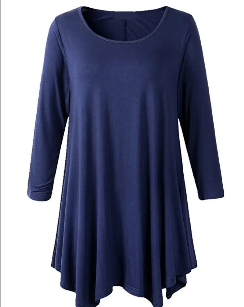 Ladies Casual T-shirt Female Bottom T Shirts Women Long Pullover Solid Color O-neck Tees Tops |