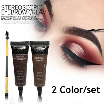 

2 Colors/Set Eyebrow Enhancer Liquid Cream With Brush Makeup Eyebrow Gel Waterproof Long Lasting Liquid Eye Brow Tint Brush Set
