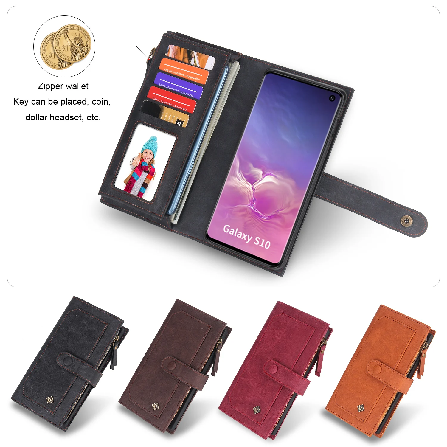 Чехол из искусственной кожи для samsung Galaxy Note 10+ 9 S10 5G S9 S8 Plus S7 Edge, 8 отделений для карт, чехол для Galaxy Note 10 Plus