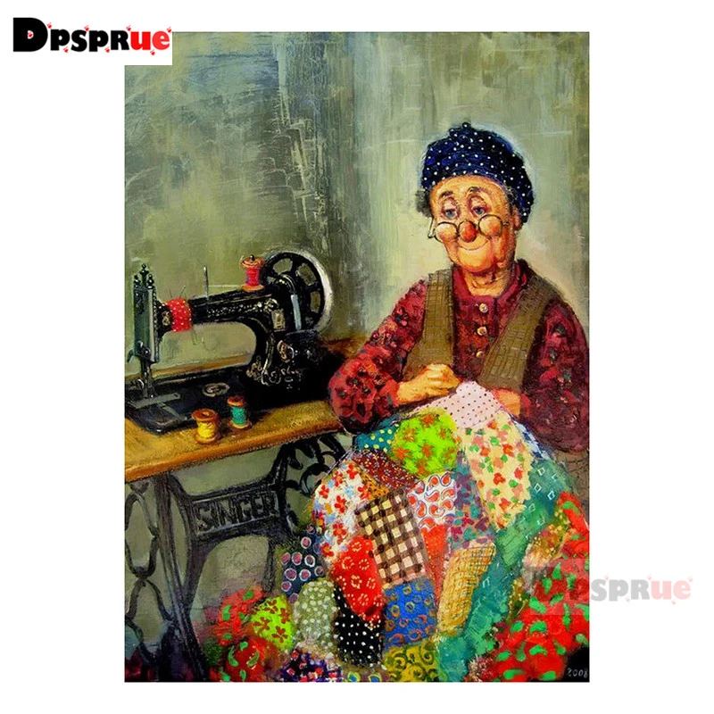 Dpsprue полноразмерная/круглая алмазная живопись вышивка крестиком швейная машина