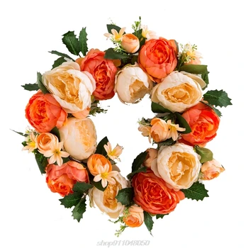 Piwonia wieniec kwiatów Handmade sztuczna girlanda dla frontowe drzwi ściana ślub dekoracje na domowe przyjęcie A26 21 Dropshipping tanie i dobre opinie CN (pochodzenie) Jedwabiu ROUND Silk Flower