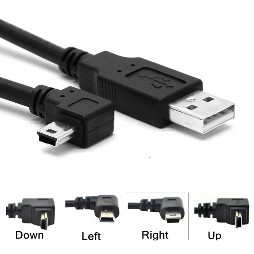 Мини usb 90 градусов вверх/вниз/влево/правый угол к USB 2 0 A Мужской кабель 25 м 5 1 8 3 50 см