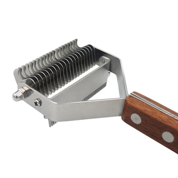 

With Wooden Handle Cleaning Easy Clean Undercoat Grooming Rake Massage Detangling Dogs Cats Pet Comb Remover Stainless Steel