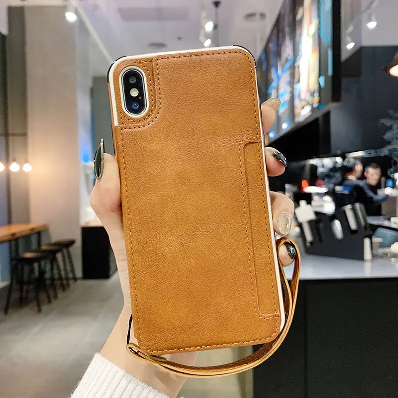 Кожаный чехол-бумажник Tikitaka с ремешком для iPhone11 11 Pro XS Max X XR 8 7 6 6S Plus, ударопрочный чехол для визитной карты