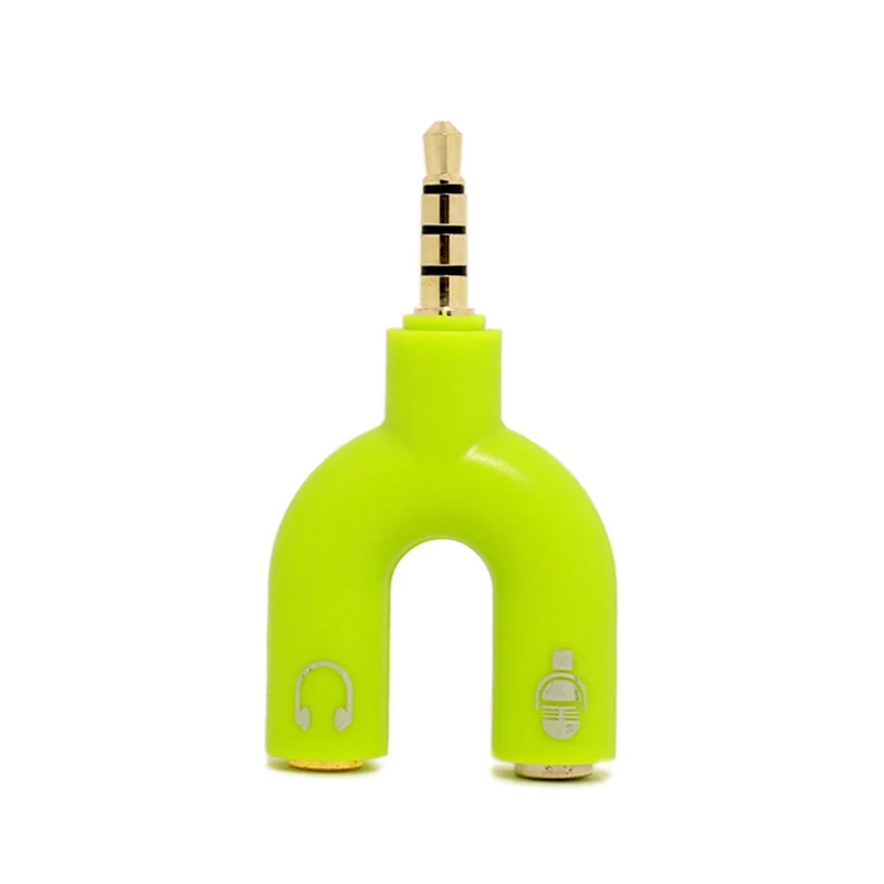 Разъем для наушников конвертер 3,5 мм стерео сплиттер аудио для микрофона и гарнитуры разъем адаптера для мобильного телефона планшета ПК - Цвет: green