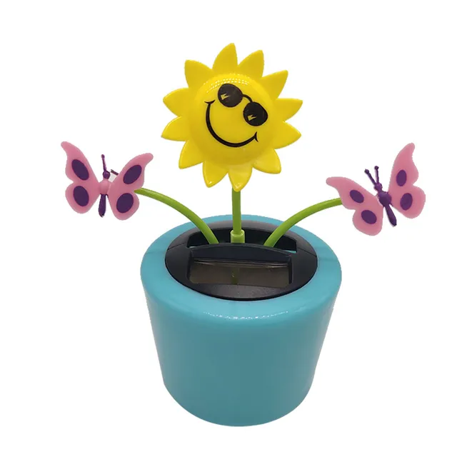 1PC Moving Dancing Swing Flip flap Solar Toy Power Sunflower Apple Car gadgets Gift Home Toys 3