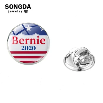 

SONGDA Bernie Sanders 2020 Lapel Pins Glass Art Photo Brooch Pin Joe Biden President Election Badges For President Support Gift