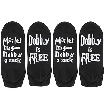 

Unisex Novelty Socks "Master Has Given Dobby A Sock Dobby Is Free" Funny Socks Soft Cotton Casual Print Letter Socks For Women