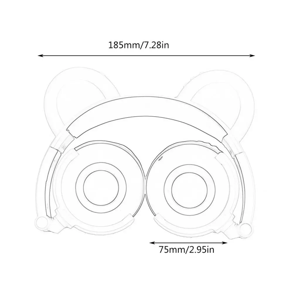 Модные светодиодные наушники с ушками медведя, односторонняя светящаяся гарнитура 3,5 мм, складные наушники для взрослых и детей