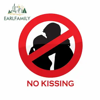 

EARLFAMILY 13cm x 11.4cm for No Kissing Couple Cartoon Car Stickers RV Deal Surfboard Graphics Refrigerator Trunk Vinyl Car Wrap