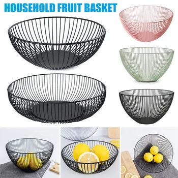 

Fruit Holder Vegetable Basket Iron Wire Candy Biscuit Bowls Tray Kitchen Food Storage TN88