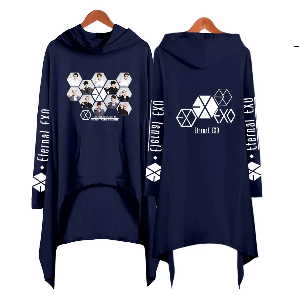 EXO Ablum Ulzzang толстовки Толстовка модная богемная Толстовка Женская длинная и свободная Женская Harajuku толстовки для девочек пуловеры