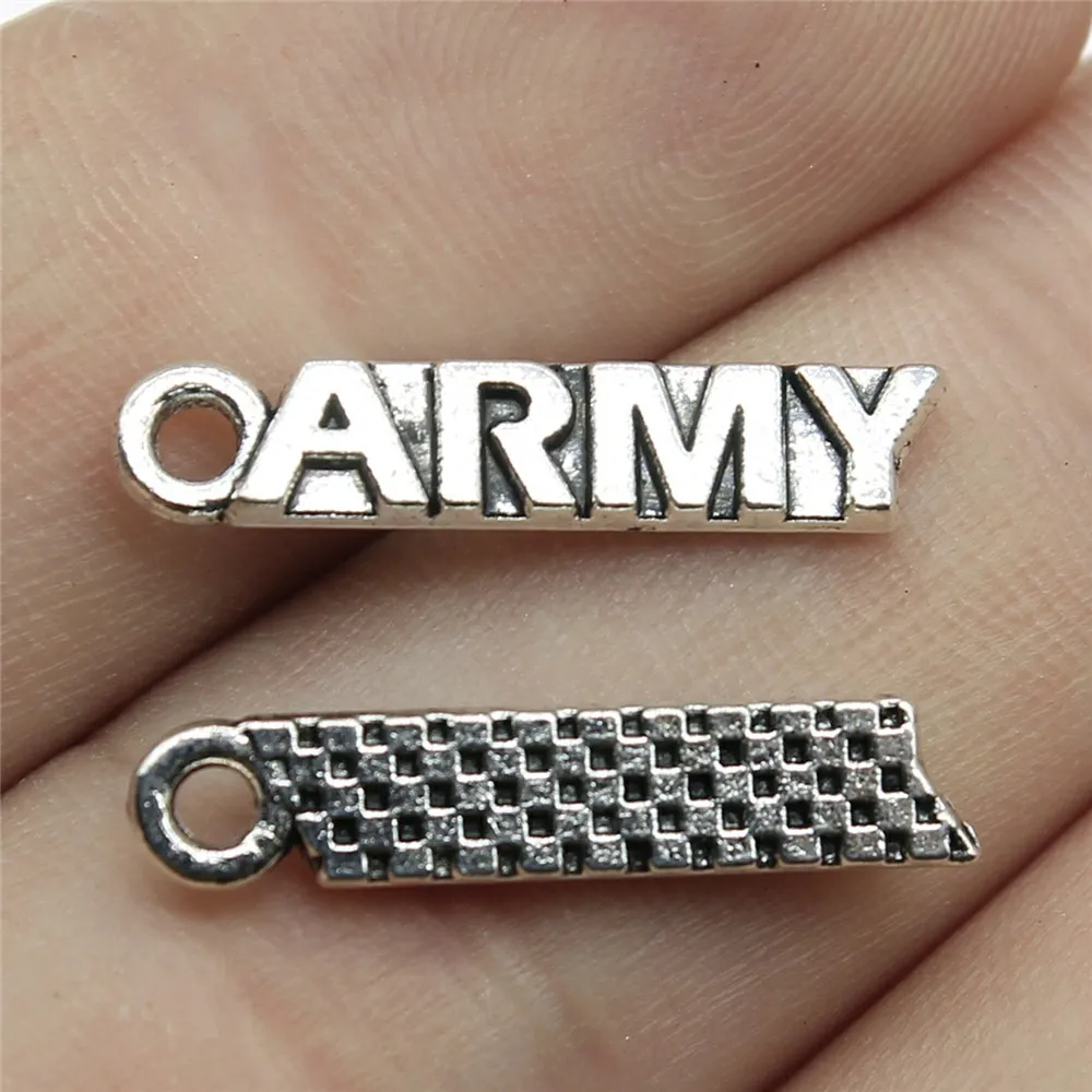 WYSIWYG 10pcs 22x5mm Pendant Army Army Charm Pendants For Jewelry