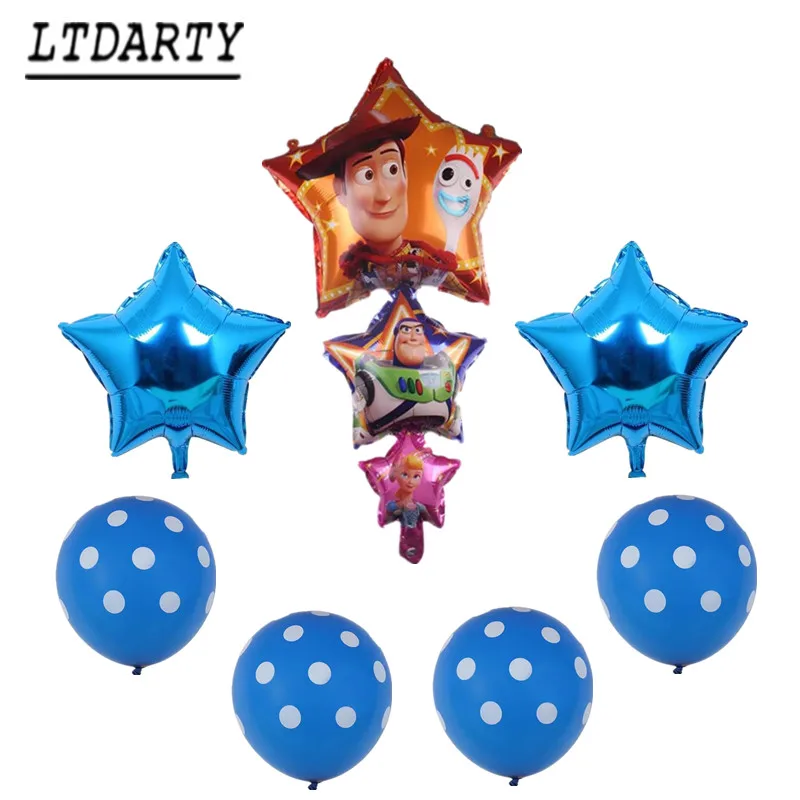 as picture 7pcs new products Buzz Lightyear Hudi shape 18 inch star balloon 12 inch dot latex story birthday party decoration toy supplies - Цвет: as picture