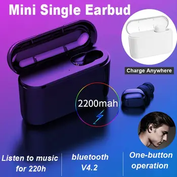 

2200mAh Mini Wireless bluetooth Earphone Single Ear bluetooth 4.2 Sport Earbud Headset Stereo with Mic for iPhone Samsung Xiaomi