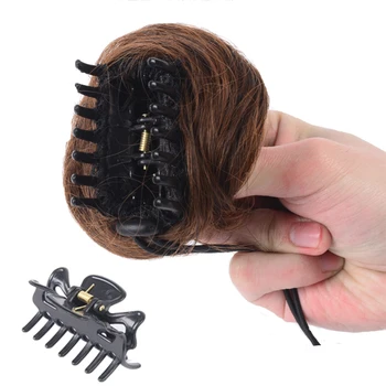 

Allaosify Curly Scrunchie Clip Chignon With Rubber Band Brown Gray Synthetic Hair Ring Wrap On Messy Bun Ponytails