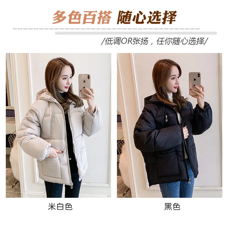 Down Coat Women's Short Online Celebrity Style Korean-style Students Loose-Fit Short-height Winter Cotton-padded Clothes INS Ver