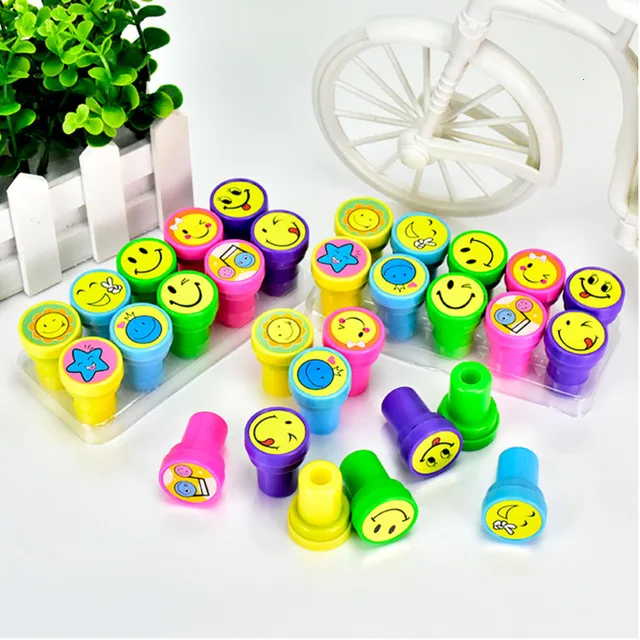 10pcs/Set Cartoon Smiley Face Kids Seal Children Toy Stamps  for Scrapbooking Stamper DIY Painting Photo Album Rubber Stamp 4