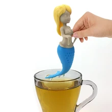 Ситечко для чая в форме русалки, Силиконовый Фильтр для чая, сексуальный Русалочка, для заварки чая, многоразовый мини ситечко, чайный лист, травяной инструмент