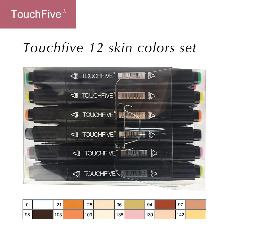 B5thSkin12color TouchFIVE маркер ручка набор 40/60/80/168 Цвет анимация маркер для рисования с двумя головками рисунок художественная кисть ручки на спиртовой основе с 6 подарки - Цвет: B5thSkin12color