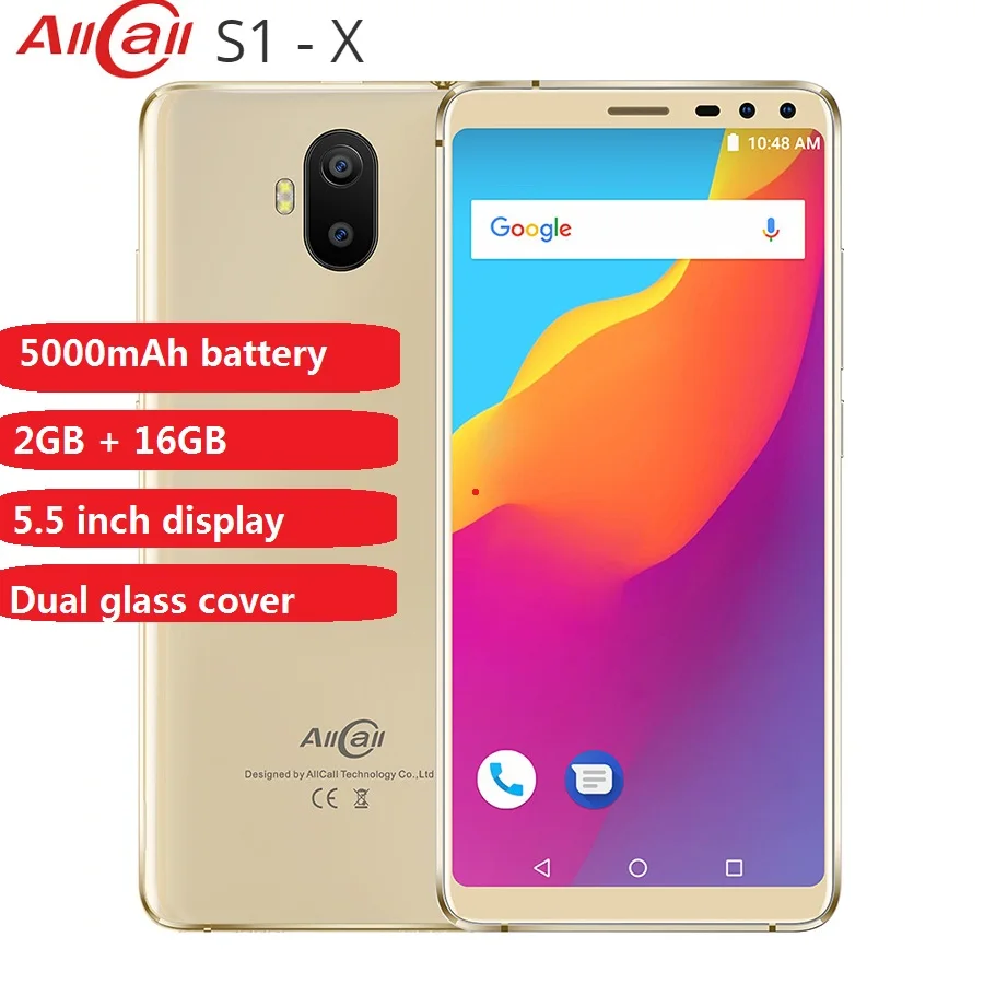 AllCall S1 3G Smartphone 5.5'' Android 8.1 MT6580 Quad Core 2GB RAM 16GB ROM 13.0MP+2.0MP Dual Rear - 32982172280