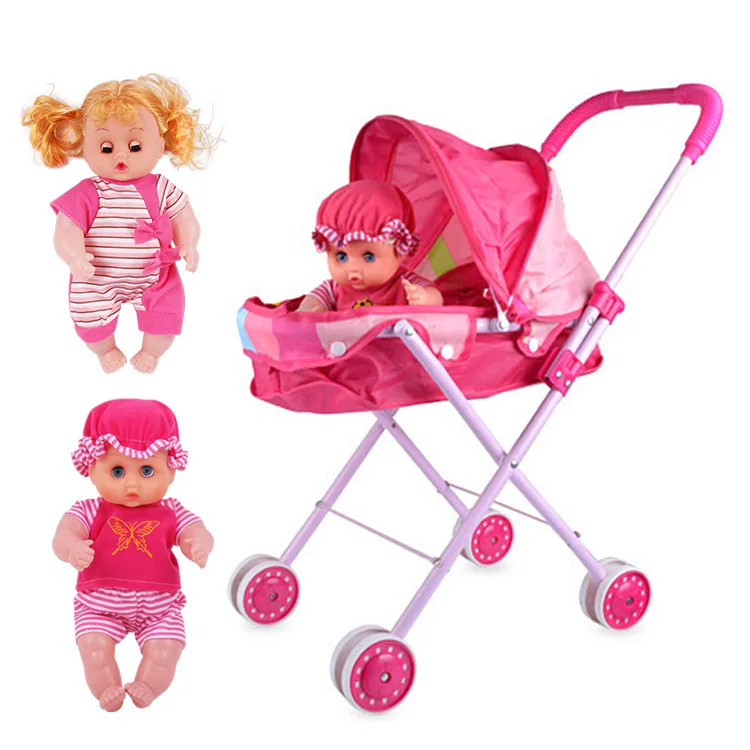 

Folding Irons Cart with Doll Toy Children Model Trolley Model Basha than Play House Men And Women Car